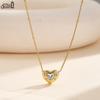 EFFIE QUEEN Stainless Steel 18k Gold Heart Cut Zirconia Pendant Necklace Romantic Jewelry for Women Valentine's Day Gift STKN13