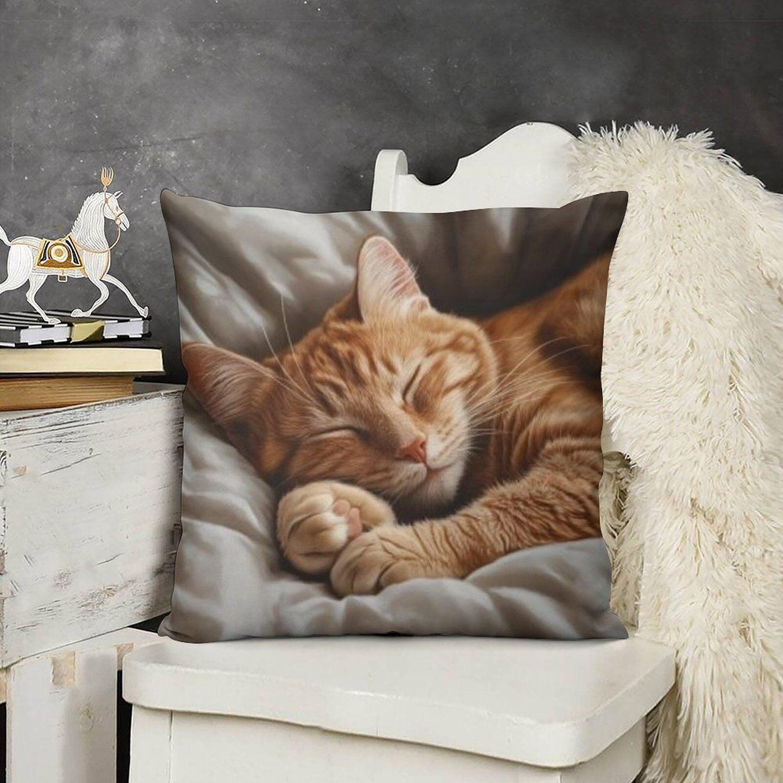 Nieuwe Schattige Kat Speelt Met Telefoon Patroon Kussensloop Decoratieve Kussenhoes Voor Slaapkamer Woonkamer Huis 45x45cm