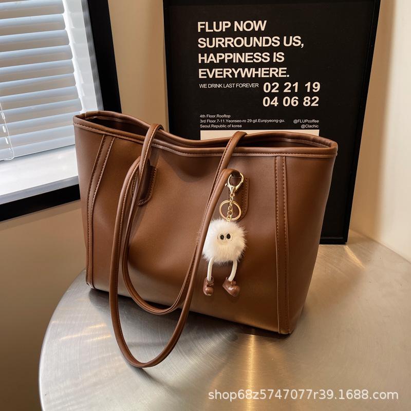 2025 New PU Women's Bag Cute Pendant Handbag Messenger Bag Large Capacity Shoulder Bag Zipper Model