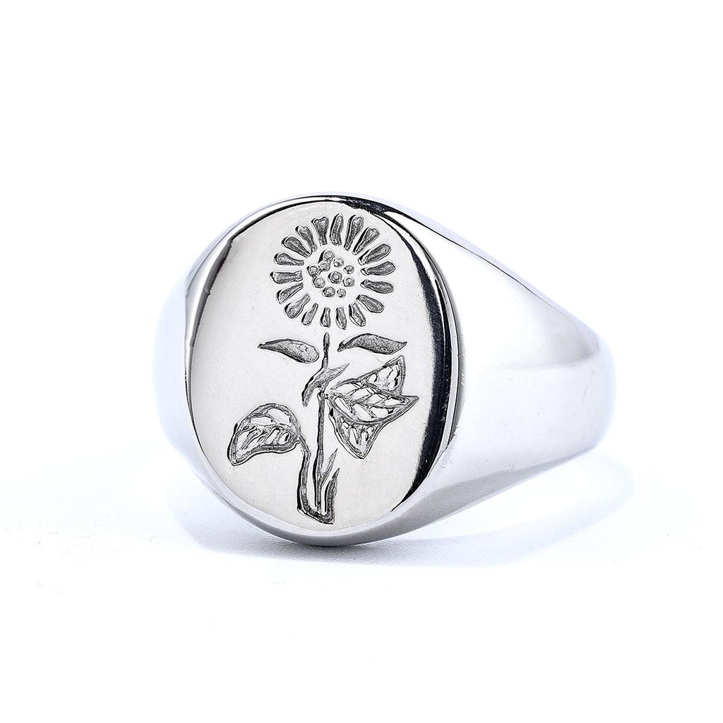 Titanium Steel Sunflower Smooth Neutral Ring