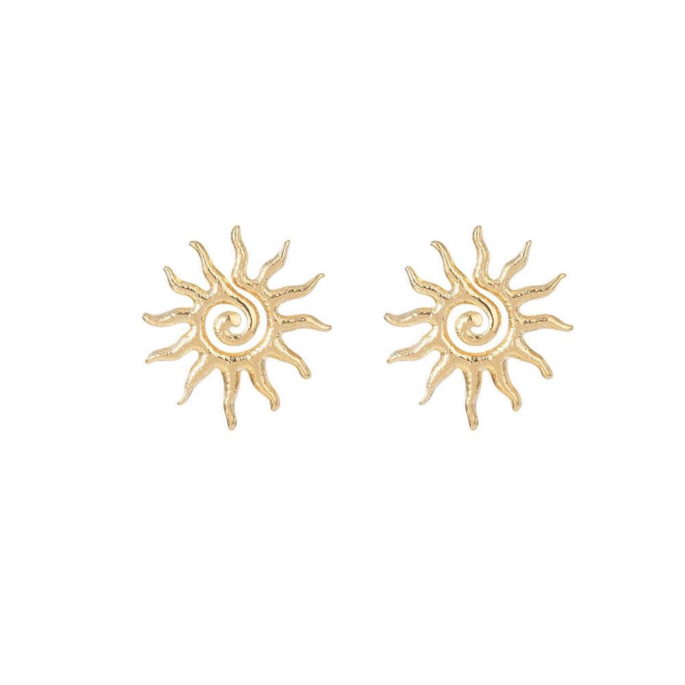 Stylish Sunflower Eye Stud Earrings - Imitation Silver, Versatile Women's Fashion Jewelry for Christmas