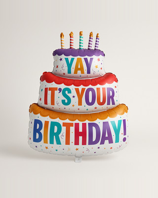 Large Birthday Three Layer Cake Candle Stripe Polka Dot Foil Balloons Birthday Party Photo Props Scene Decoration