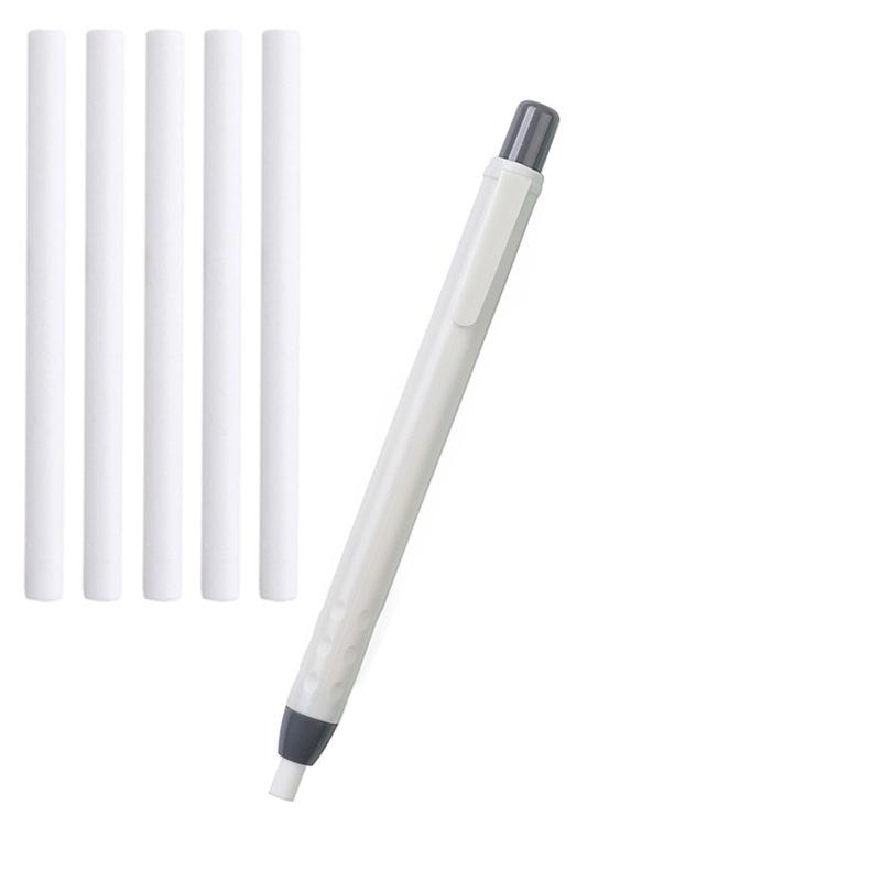 6Pcs/Set School Students Stationery Creative Pen Shape Press Type Pencil Eraser With Replaceable Core Painting Erase Supplies
