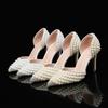 Fashion New Handmade Full Pearls Rhinestones Wedding Women Pumps Elegant Pointed Toe Bridal Thin High Heels Fashion Party Prom Shoes