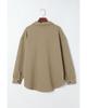 Azura Exchange Khaki Solid Textured Flap Pocket Buttoned Shacket