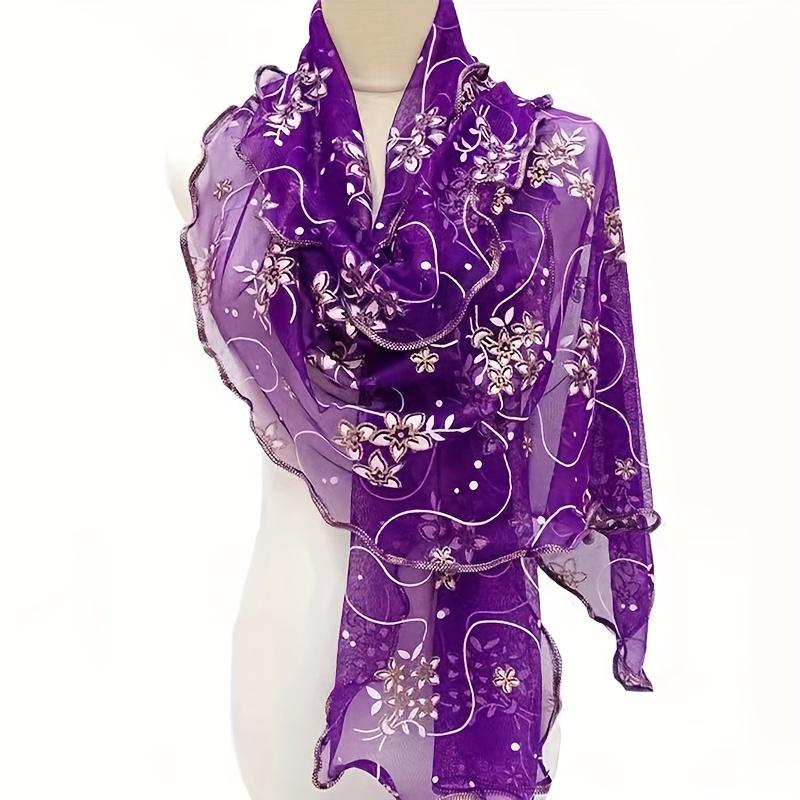 Volánky Květinové výšivky Šála Elegantní Jednobarevný Prodyšný šátek Dámské Zavinovačka na hlavu Venkovní Větruodolný Hidžáb Turban Cestovní plážový ručník