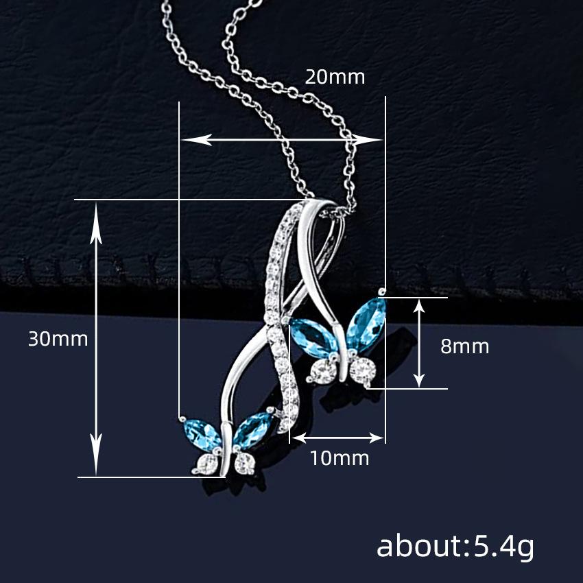 High-End Double-Stay Double-Fly Butterfly Necklace, Curved And Twisted Micro-Inlaid Pendant, Contrasting Color Versatile Necklace