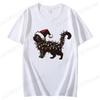 Woman Cute Cat Christmas Graphic Print T-shirt  Holiday Tee Shirts Casual O Neck Fashion Short-sleeve Soft Cat Mom Creative Tops