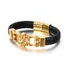 European Vintage Leather Braided for Bracelet for Men Durable Stainless Steel Lion Head Statement Jewelry Mens Fashion Charm