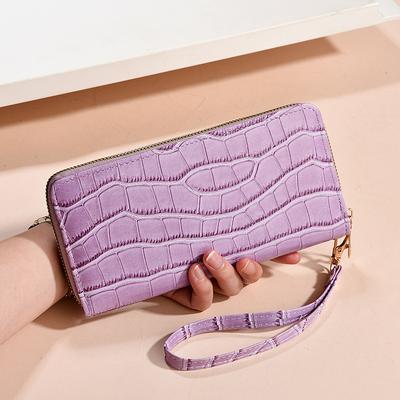 New Crocodile Print Womens Clutch Bag Fashion Versatile Multi Card Holder Zipper Large Capacity Wallet