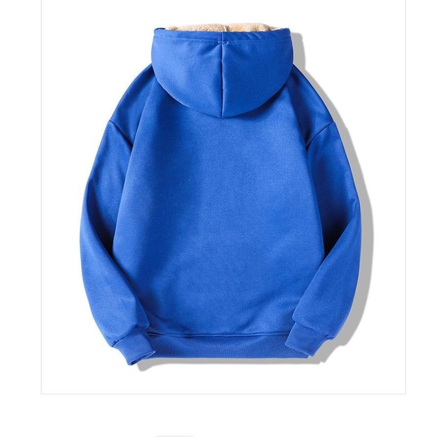 Winter Unisex Couple's Hoodie, Cotton Blend Fleece Lined Pullover with Double-Layer Warmth, Solid Color Casual Sweatshirt for Matching Outfits