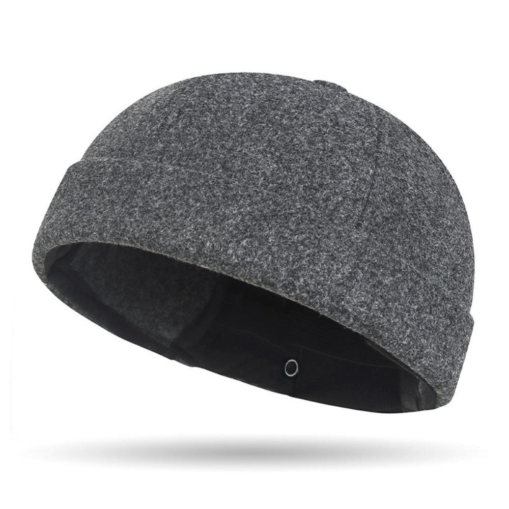 Casual With Earmuffs Warm Beanie Cap Adjustable Windproof Brimless Beanie Cap Fleece-Lined Thermal Dome Melon Cap Winter