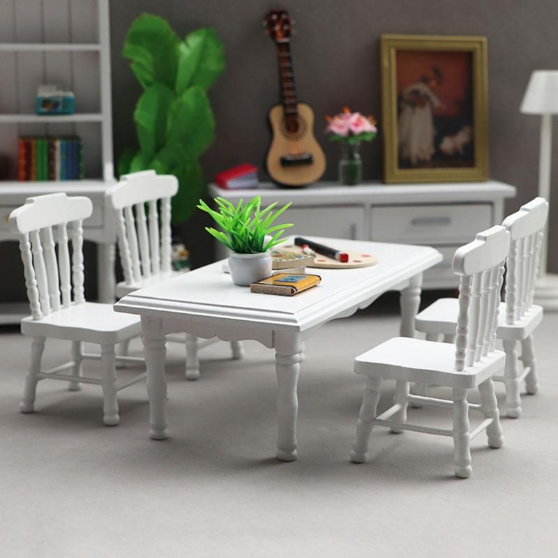 Children's Interactive Dollhouse Wooden Dinning Chair Table Decoration Ornaments Toy Portable Relieve Boredom Toys
