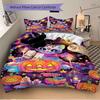 3pcs Halloween Themed Cats Pattern Bedding Set, 1* Cover + 2*Pillowcases, Printed Bedding Set, Soft and Comfortable, Suitable for Bedroom an