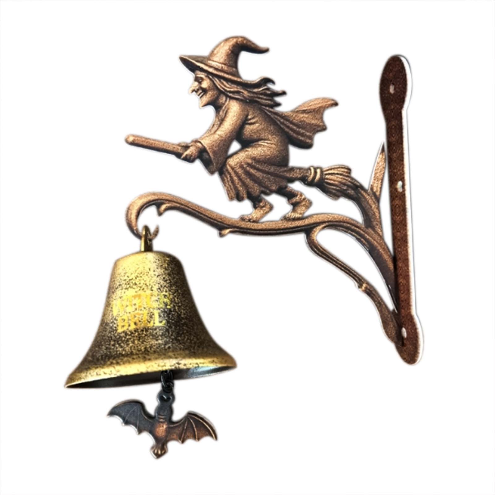 

Vintage Witch Doorbell Cast Iron Halloween Door Hangers Bell for Gothic Home Decoration