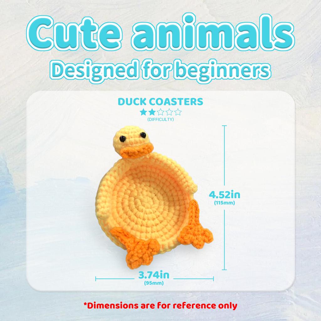 1pcs, Duck Coasters Crochet Set for Beginners, Starter Kit with Step-by-Step Video Tutorials, DIY Knitting Craft Supplies Gift