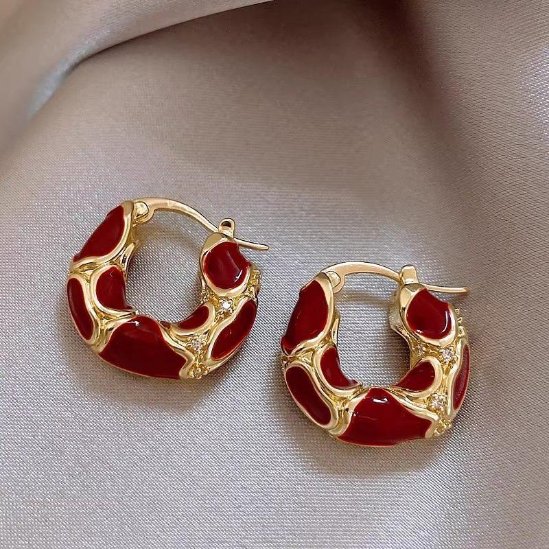 Stainless Steel Hoop Earrings for Women Girls Trendy Elegant Enamel Color Ear Loops Wedding Accessories Creative Jewelry Gifts