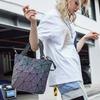 Neue Geometrische Bucket Bag Umhängetasche Damen Große Kapazität Messenger Bag Rhombus Tragbare Tragetasche