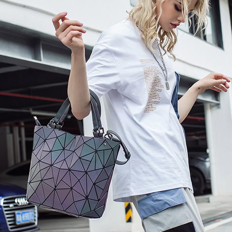 Neue Geometrische Bucket Bag Umhängetasche Damen Große Kapazität Messenger Bag Rhombus Tragbare Tragetasche