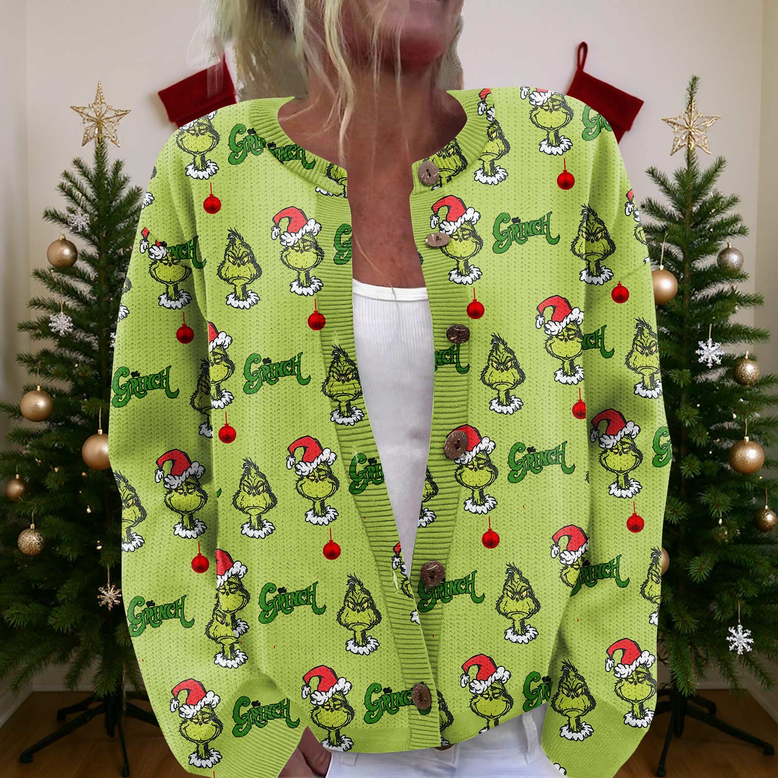 

Женский рождественский свитер Милый забавный рождественский свитер Осень и зима Свитер с длинным рукавом вязаный XL