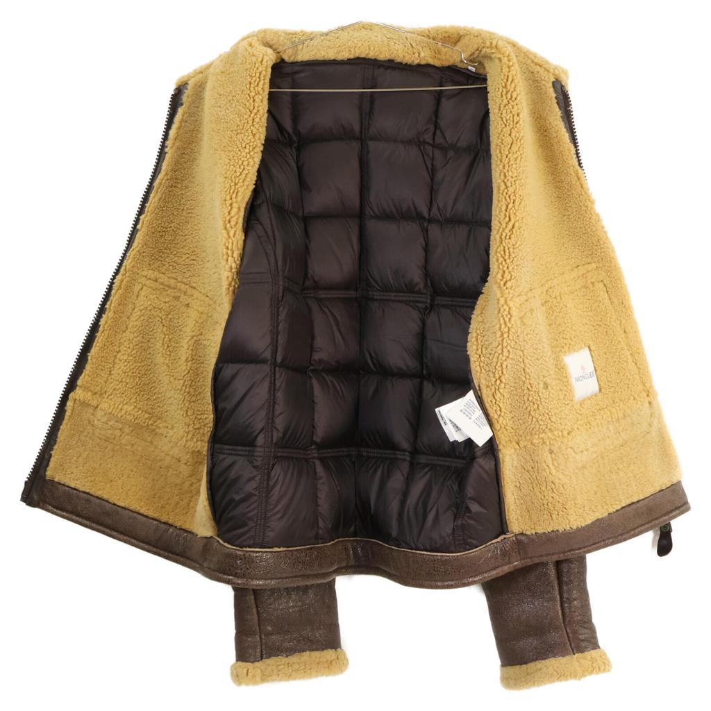 MONCLER REALMONT Boa Mouton/Down Switching Jacket 6 BrownUsed