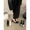 French pointed silver Mary Jane small leather shoes women's shoes 2025 spring with skirt medium and high heel design single shoes