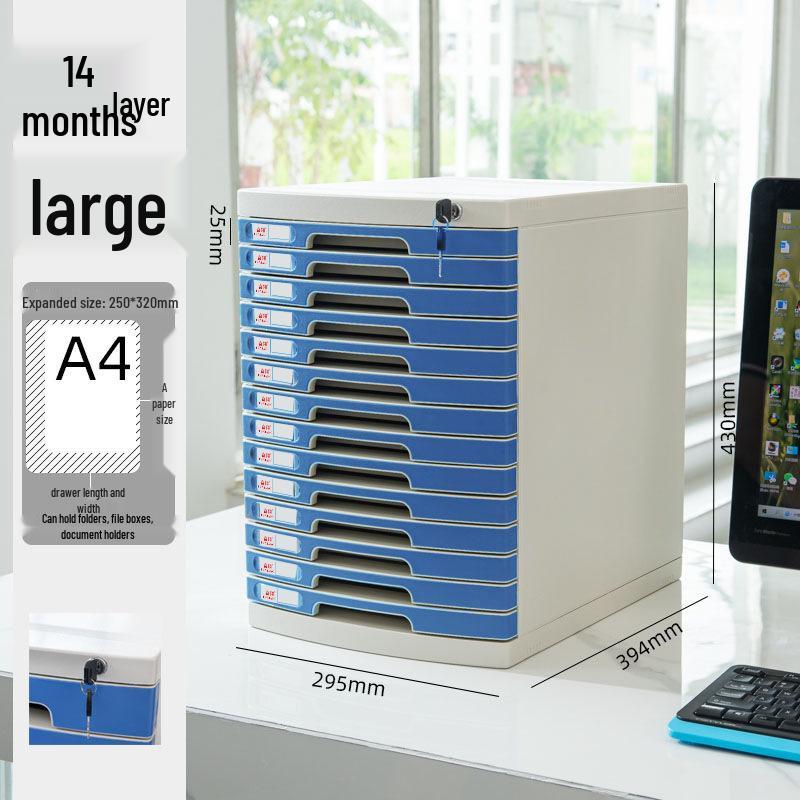 Abschließbarer mehrschichtiger A4-Desktop-Aktenschrank und Aufbewahrungsbox