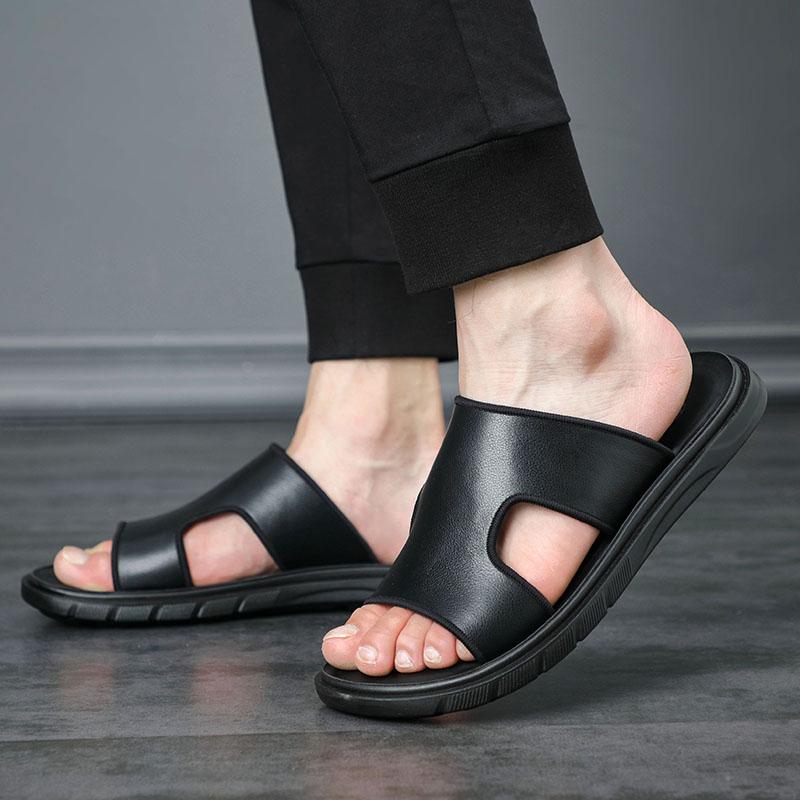 Fashion 2024 Men Sandals Genuine Split Leather Men Beach Sandals Brand Men Casual Shoes Flip Flops Men Slippers Sneakers Summer Shoes