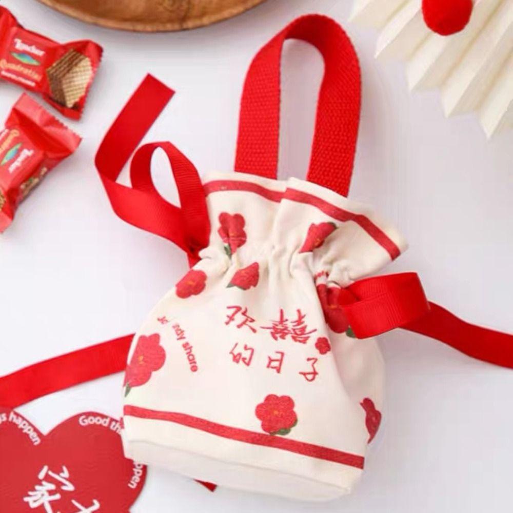 Bowknot New Year Gifts Bag Drawstring Chinese Style Handbag Jewelry Small Wrist Bag  Birthday