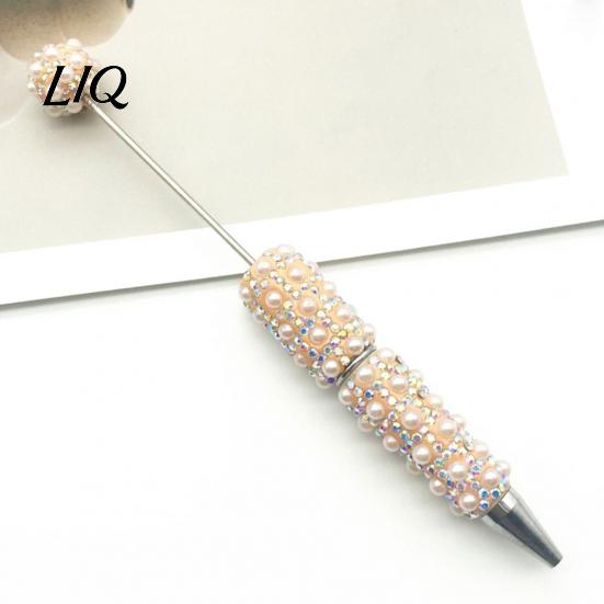 Faux Pearl Decorated Pen DIY Beadable Pen, Rhinestone Ballpoint Fancy Glitter for Crafting, Student Stationery Office Writing Tools Decorative