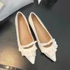 Bow Pointed Toe Women Flats Shoes Summer Shallow Cozy Shoes Dress Elegant Woman Sandals 2025 Trend Brand Female Zapatos