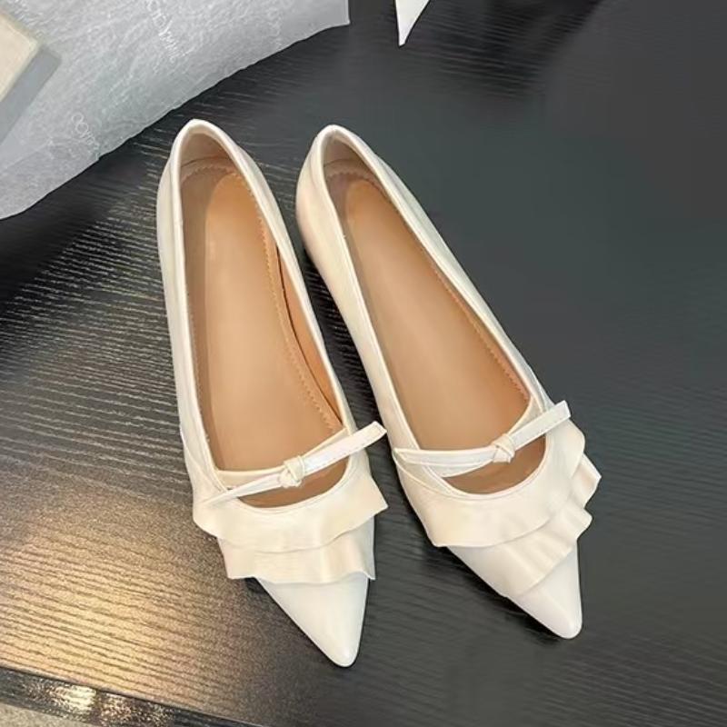 Bow Pointed Toe Women Flats Shoes Summer Shallow Cozy Shoes Dress Elegant Woman Sandals 2025 Trend Brand Female Zapatos