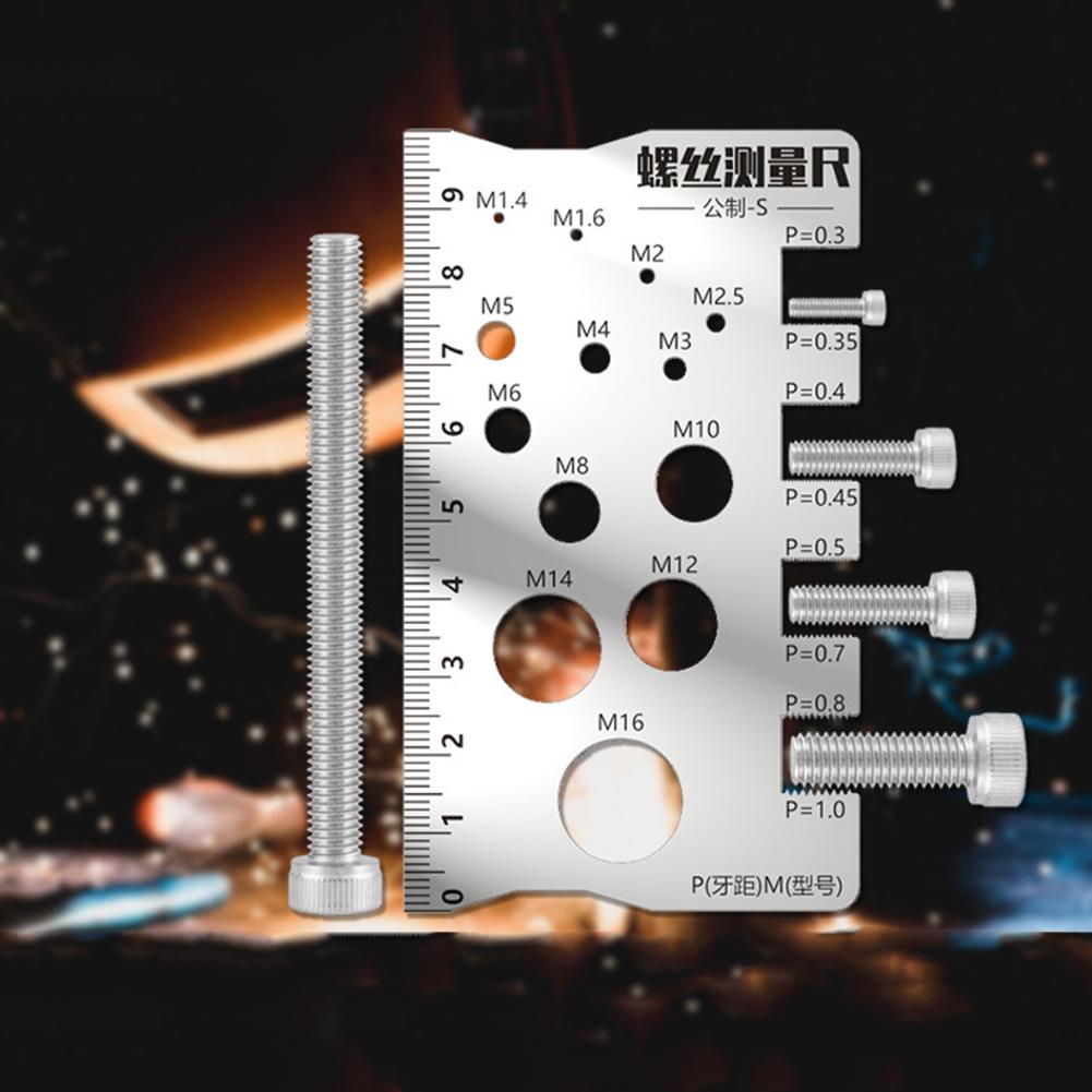 1 Pcs Durabler Stainless Steel Ruler Screw Measuring Ruler Stainless Steel Screw Measuring Ruler Measuring Gauging Tools