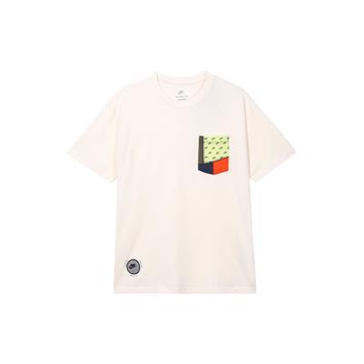 Sportbekleidung Kontrasttasche Rundhals Kurzarm T-Shirt Herren Tops Weiß DJ1342-901