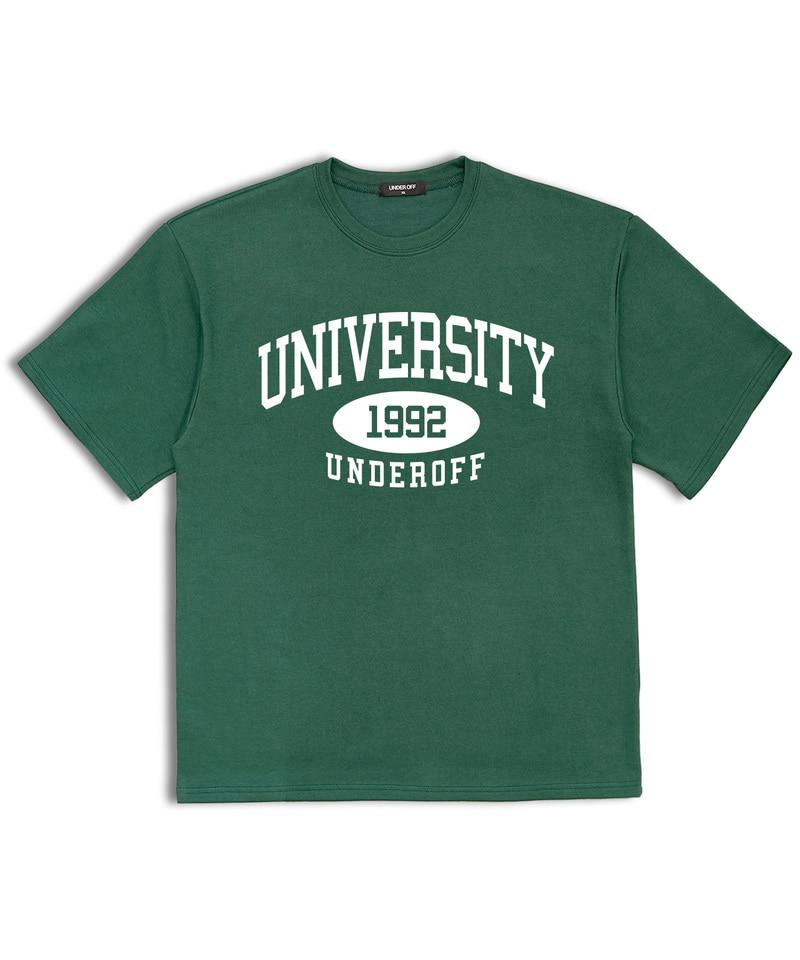 UNDEROFF Oversized Crew Neck University Short Sleeve T-Shirt White Blue
