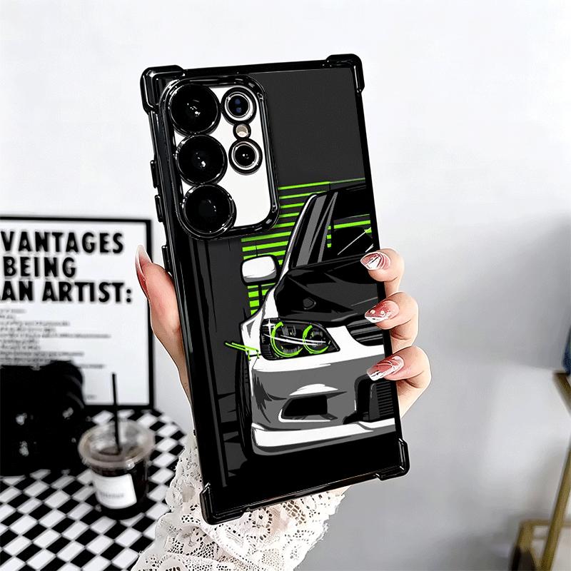 Simple Japanese Sports Cars Pattern Plating Phone Case For Samsung Galaxy S24 S25 FE S26 Edge S23 Ultra S22 S21 Plus S20 Anti-Fa