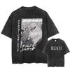 Anime Bleach Washed Tshirt Harajuku Streetwear Vintage Graphic T-Shirt Summer Short Sleeve Cotton Men Women Top Tee