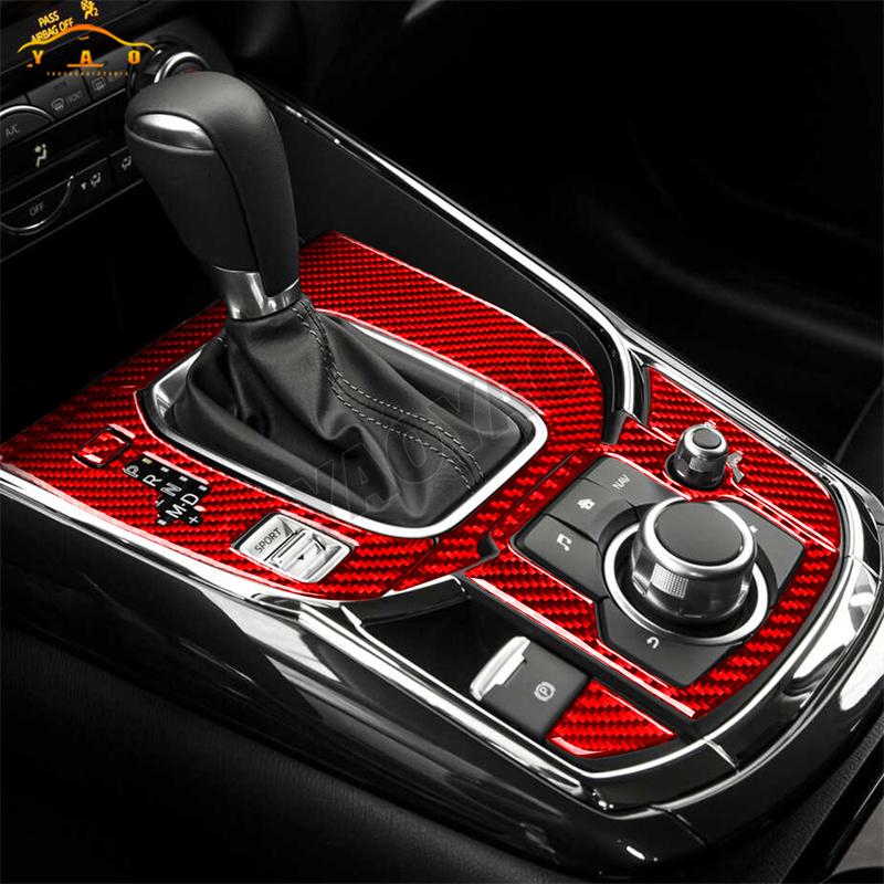 Carbon Fiber For Mazda CX-9 2016-2023 Car Central Control Knob Button Decorative Frame Cover Trim Sticker