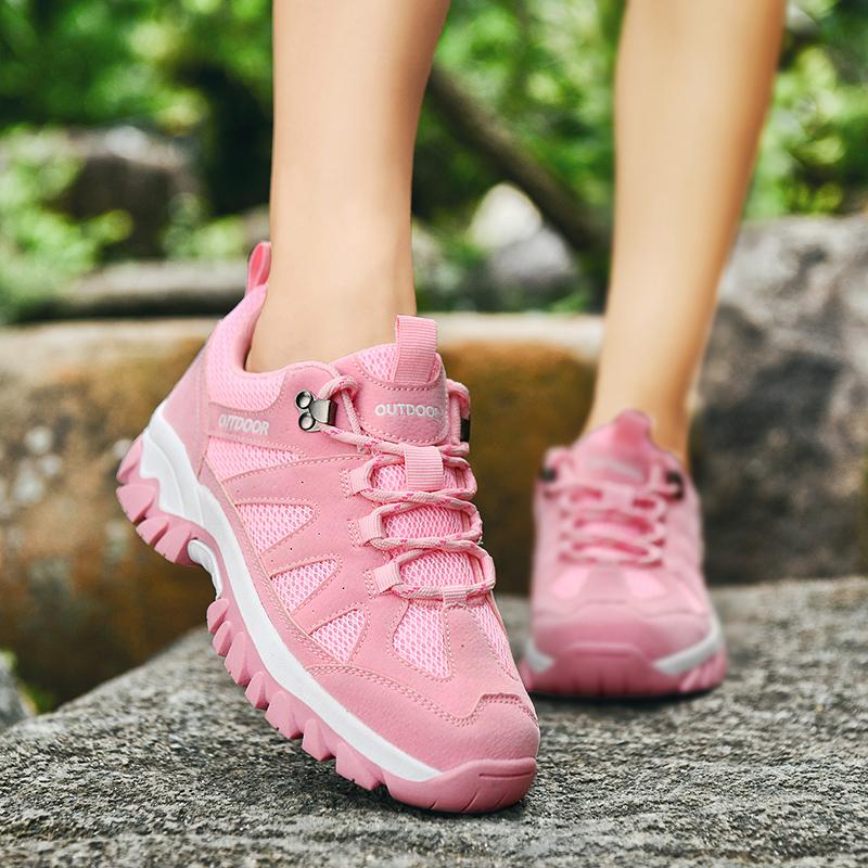 Mesh Couple's Hiking Shoes Women Anti-slip Casual Sports Shoes Men's Outdoor Sneakers for Trekking Climbing Wear-resistant Breathable