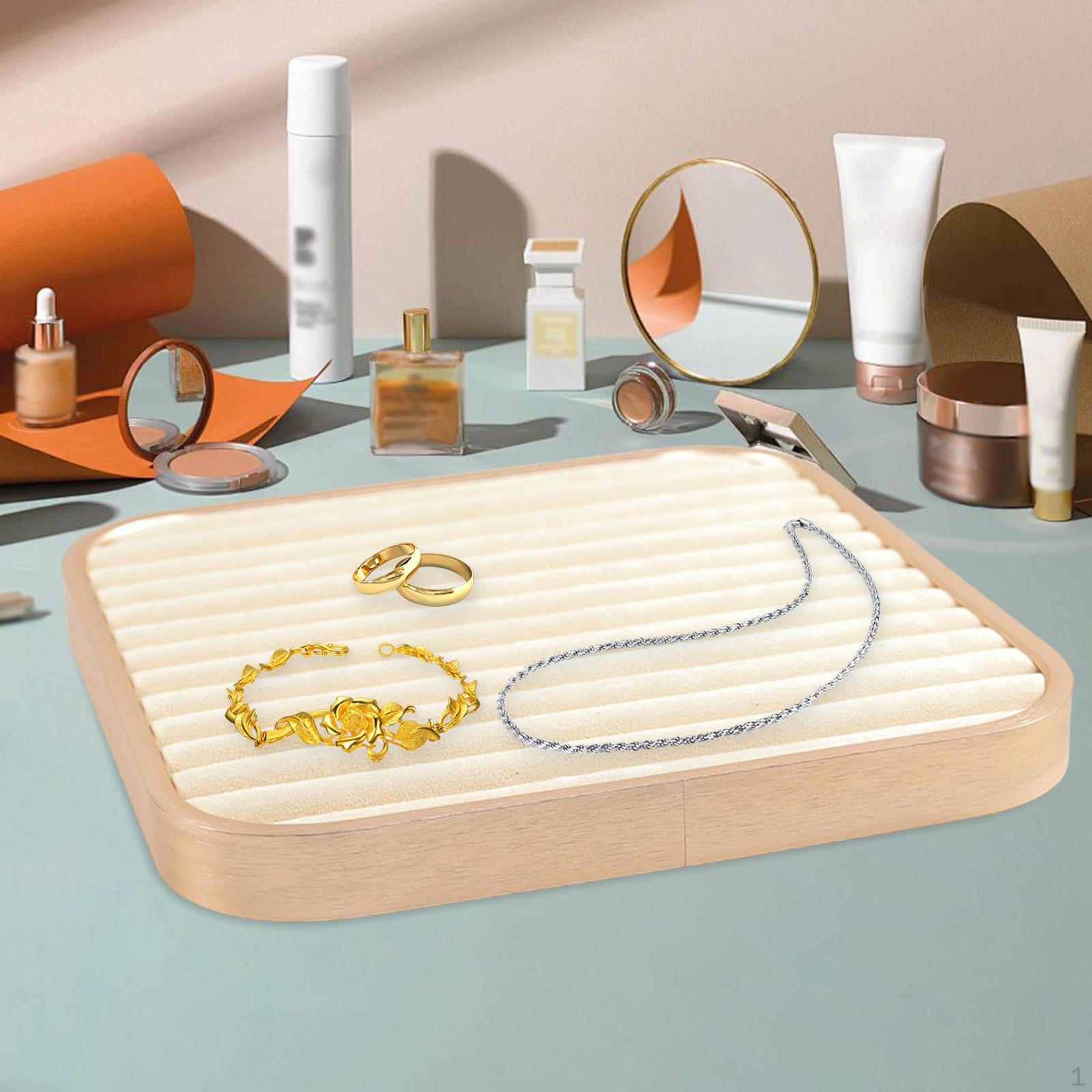 

Jewelry Organizer Holder,Creative,Storage Display Case,Showcase,Velvet Tray for Store Home Square Beige