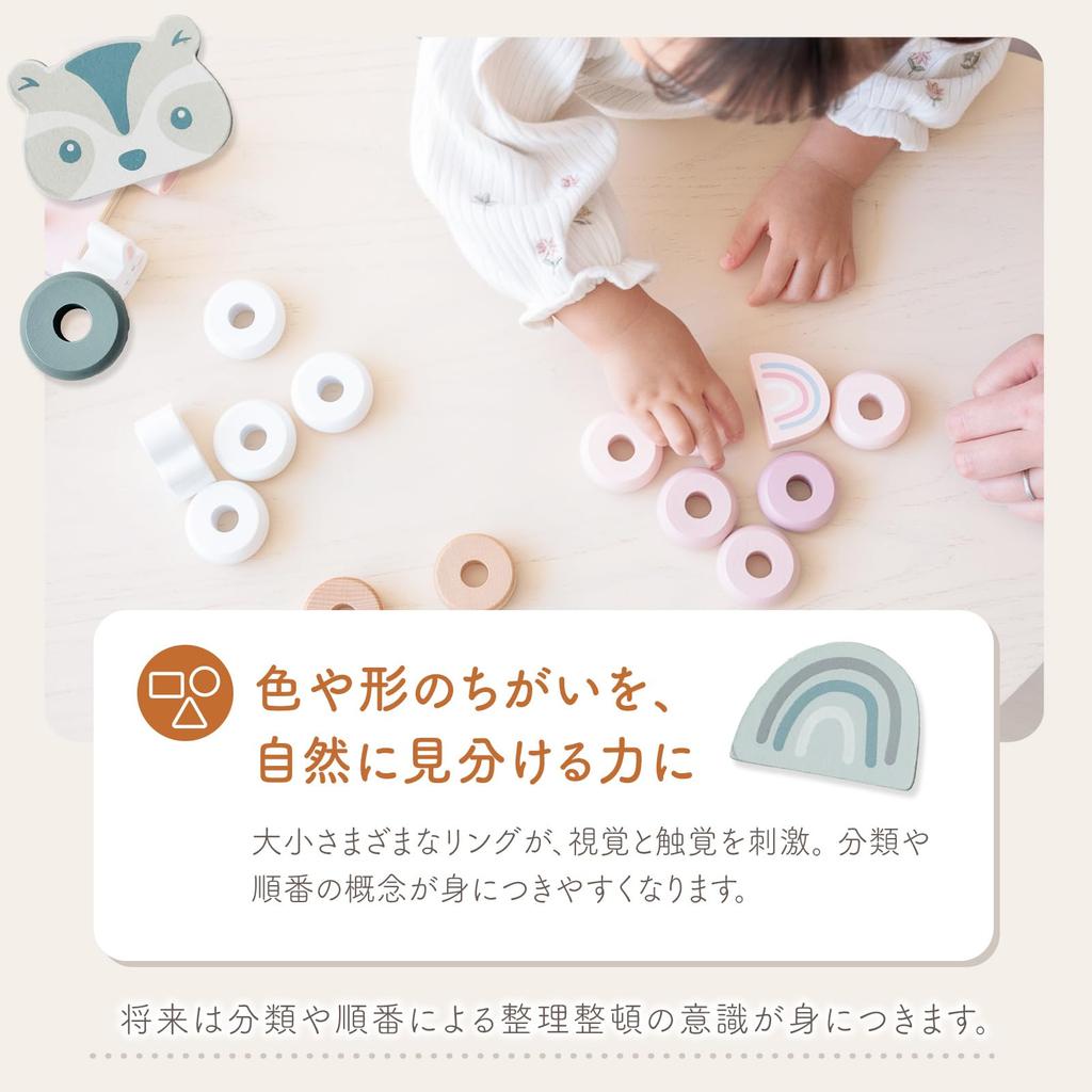 LabelLabel Little Stacking Wooden Stacking Toy, Educational Toy, Number and Color, Baby Toy for 1-2 Year Olds, Birthday Gift for Boys and Girls (Blue)