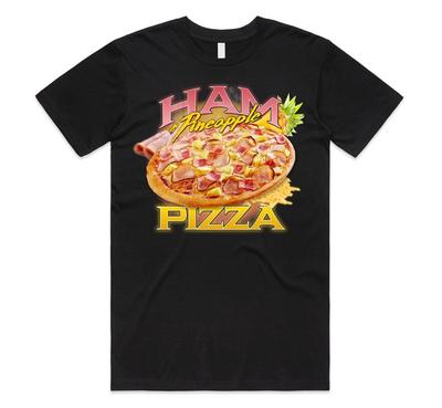 Ham & Pineapple Pizza Homage T-shirt Tee Funny Food Gift Hawaiian Lovers Joke