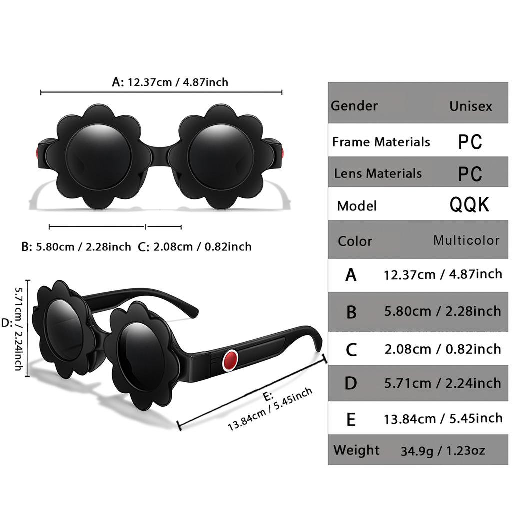 Kids Sunflower Round Sunglasses Cute Cartoon Rotation Lenses Fashionable Vintage Eyewear Party Shades