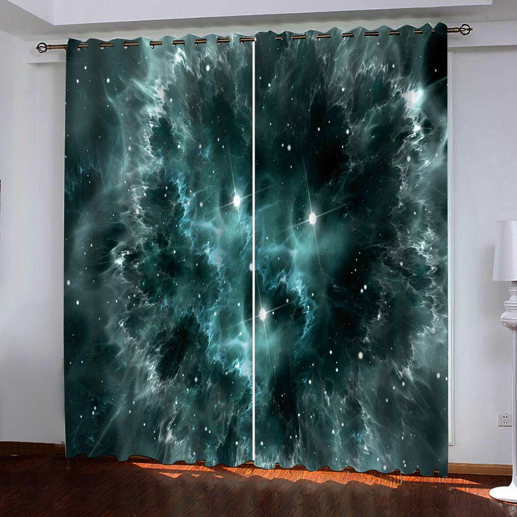 

Прохладные синие, фиолетовые шторы со звездным небом, 2 панели, шторы с Млечным Путем, Звездной Луной, детская комната, спальня, гостиная, кухонный декор, шторы (50Wx50H)x2(CM)&Grommet Top