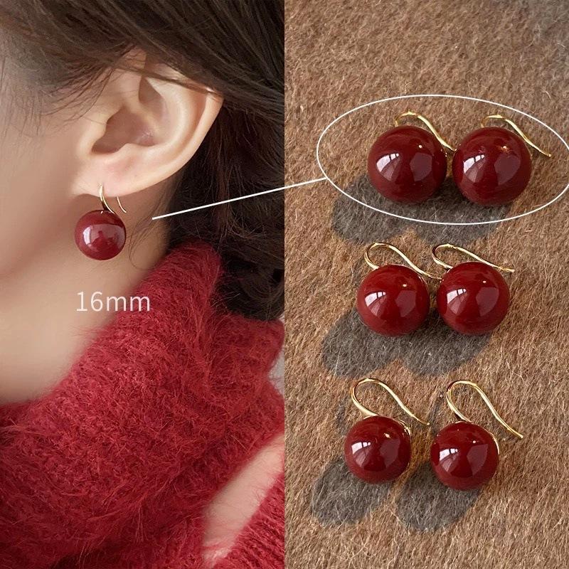 Fashion An Pearl Earring Hook Retro Simple Style Round Earring Women Lightweight Luxury Versatile Ear Ring