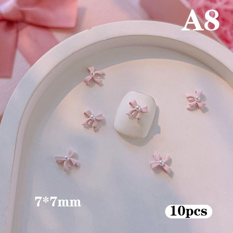 10 Stück Lange Rosa Harz Schleife Nagelkunst Charme 3D Kawaii Mattierte Fee Nagel Schleifen Dekor Teile Diy Design Nagelzubehör