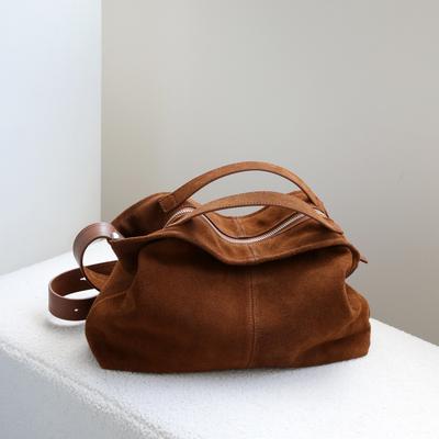 Herbst und Winter Lässiger Stil Wildleder Mattiertes Rindsleder Tragetasche für den Weg zur Arbeit, Einzelne Schulter Crossbody Leder Damen Tasche