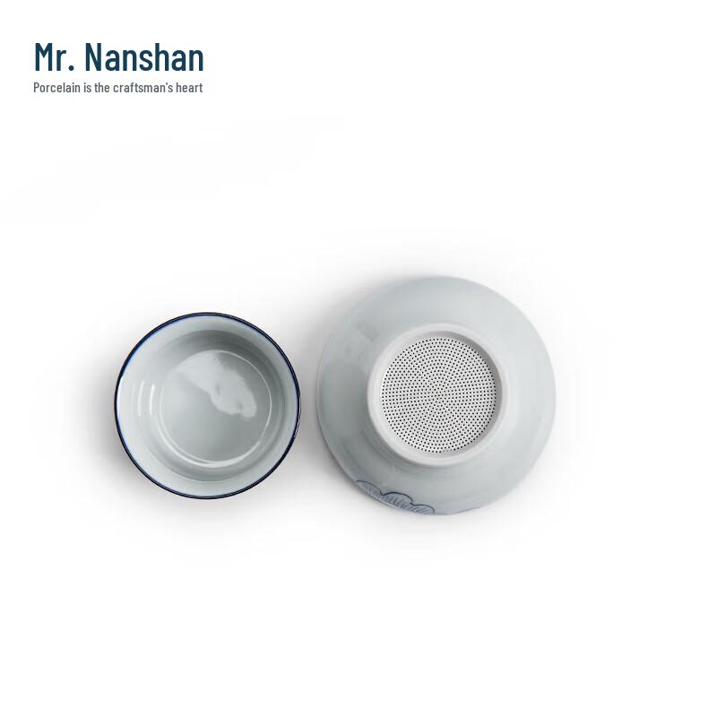 Hand-painted Hibiscus Blue & White Ceramic Tea Strainer