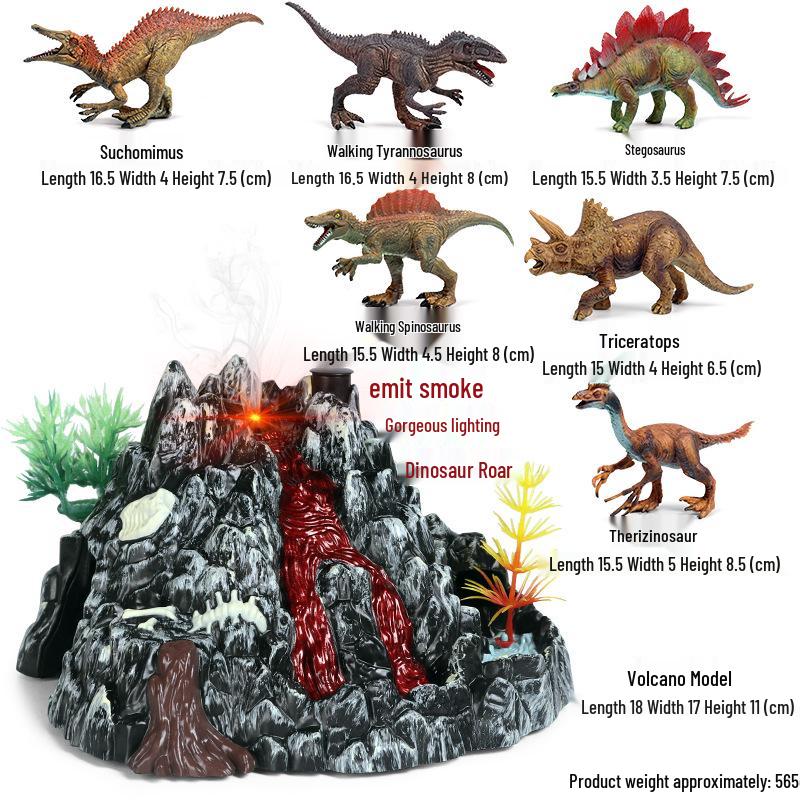 Kids' Volcano Model with Dinosaurs & Animal Scene – Sandbox, Fish Tank, or Desk Decoration