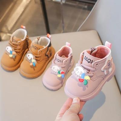 Zapatos para Niños Botas de Algodón 2024 Invierno Nuevo Coreano Niñas 1-3 Años Suela Blanda Comodidad Oso Cálido Estrellas Botas Lindas Zapatos de Bebé